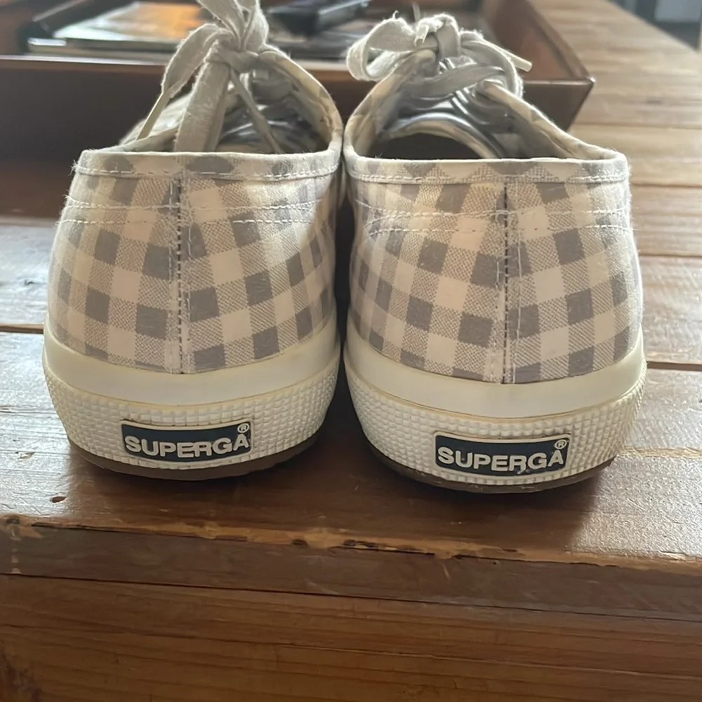 Superga Gray Gingham Cotu Classic Sneaker Size 41